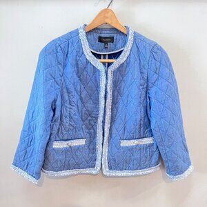 Talbots Fringe Quilted Chambray Jacket - Size 8‎